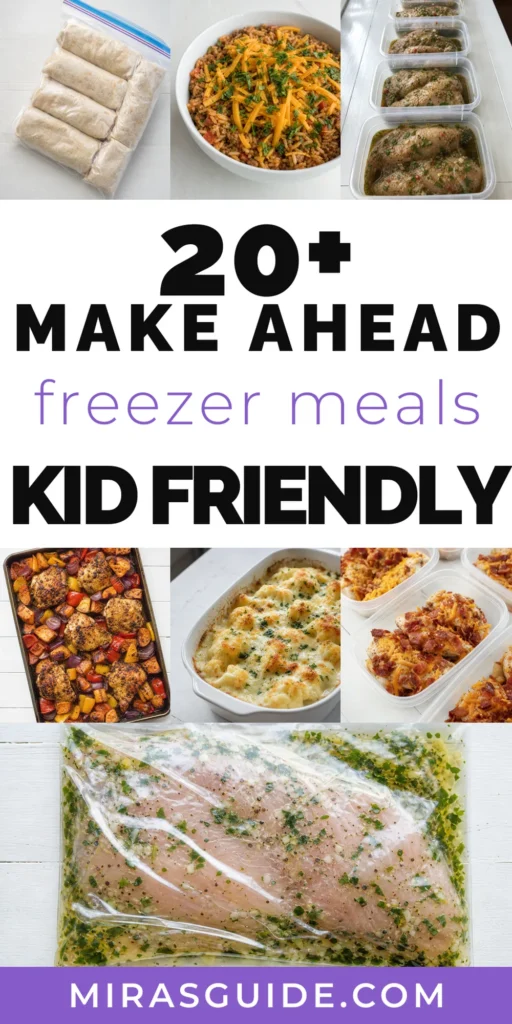 Kid-Friendly Freezer Meals — freezer meal prep pin graphic