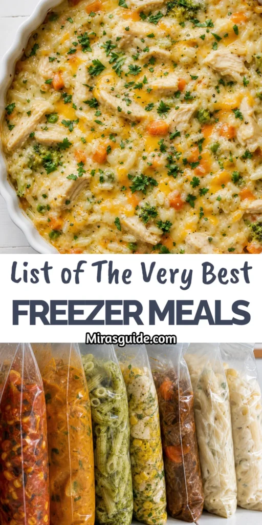 Make-Ahead Freezer Meals for a Month (28 Dinners) — freezer meal prep pin graphic