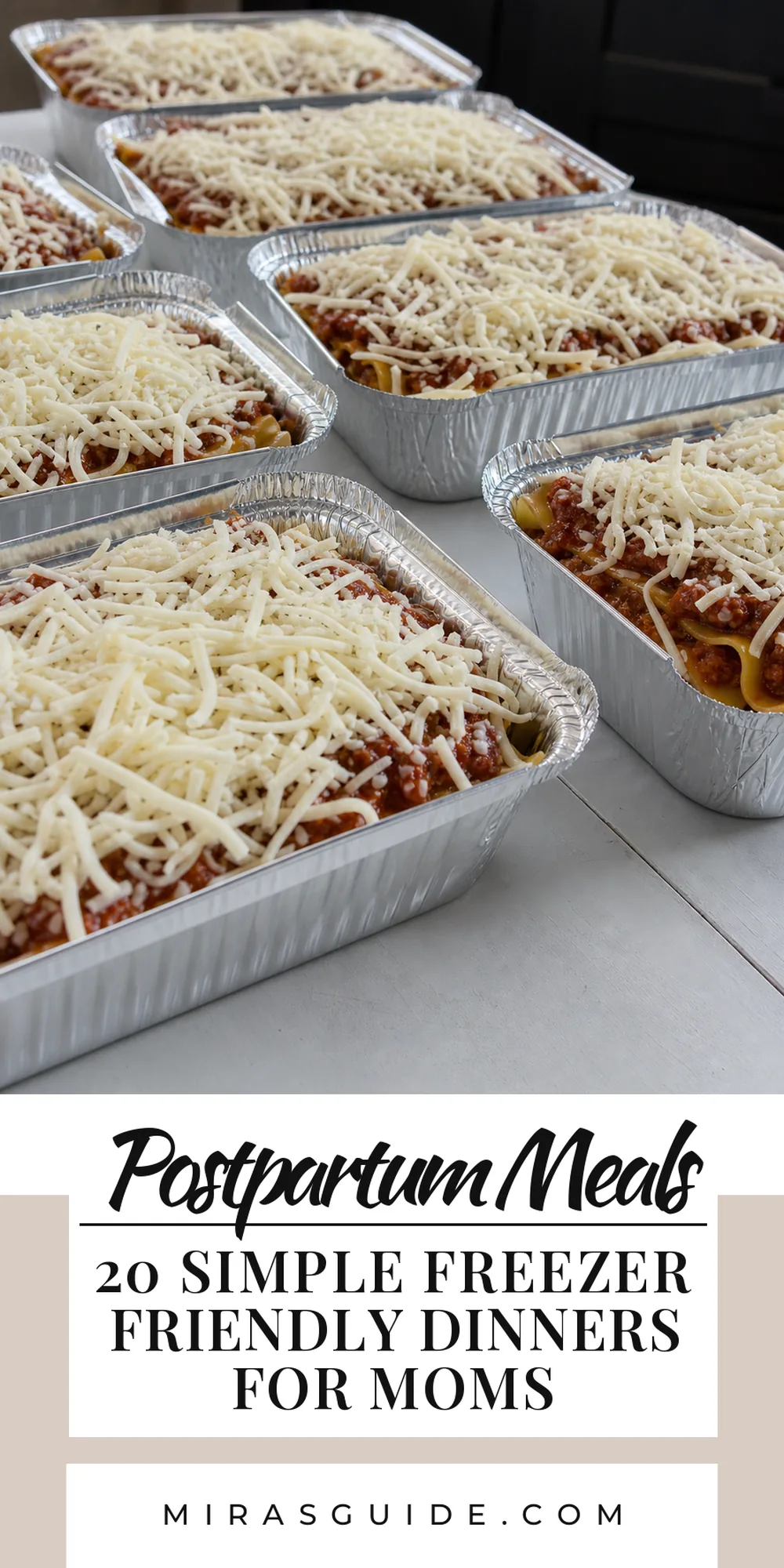 20 Postpartum Freezer Meals for Recovery — freezer meal prep pin graphic