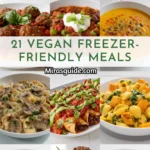 21 Vegan Freezer Meals and Snacks (Freezer-Friendly) — freezer meal prep pin graphic